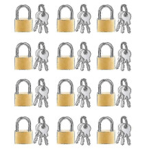 (As show, One size) 12 Pack Mini Padlock Small Padlock Solid Brass Locks With 3 Key For Luggage Lock,backpack,gym Locke Z