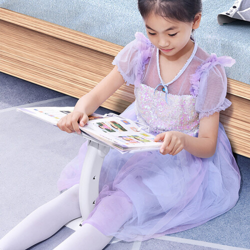 Adjustable White Desktop Book Stand for Children Reading, Foldable & Lightweight 2