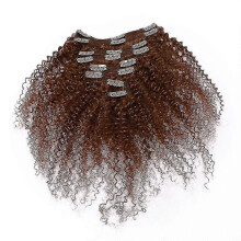 (As show, One size) 3pcs Afro Curly Clip In Human Hair Extensions Brazilian Hairn