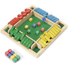 (As show, One size) Wooden Shut The Box Game - Classic Dice & Puzzle Board Game for Families and Parties