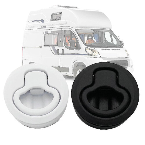 (As show, Black) 2" Round Locking Flush Pull Latch Replacement Plastic For Rv Marine Boat Southco 1