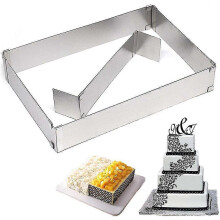 (As show, One size) Rectangular Adjustable Baking Frame, With Dividers, Adjustable Cake Ring