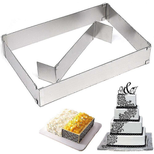 (As show, One size) Rectangular Adjustable Baking Frame, With Dividers, Adjustable Cake Ring
