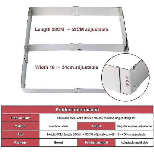 (As show, One size) Rectangular Adjustable Baking Frame, With Dividers, Adjustable Cake Ring 1
