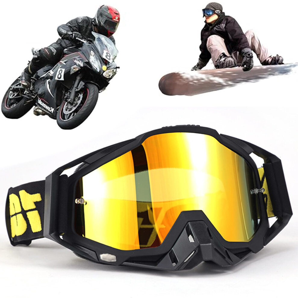 Motocross Goggles Windproof Dustproof Anti Fog Uv Protection Ski Goggles For Dirt Bike Cross Atv Utv Black 9393856697151