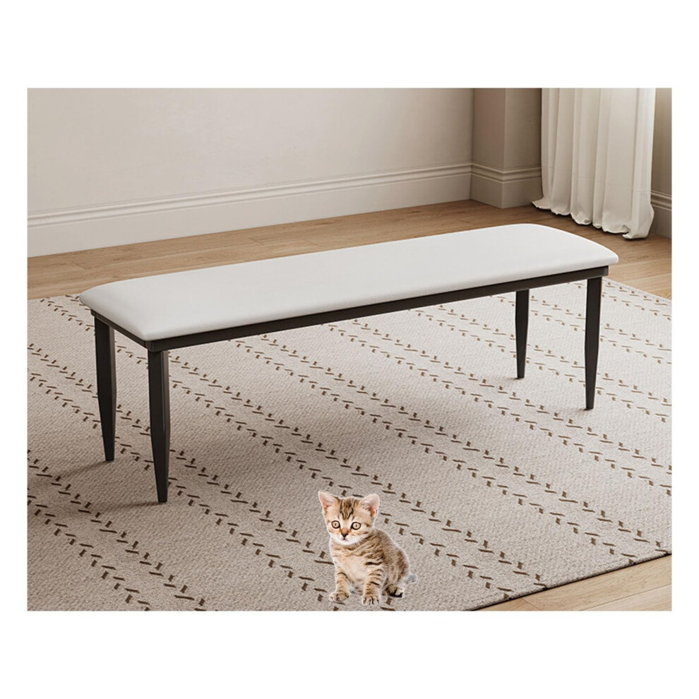 Dining Bench PU Leather White 100x30x48 cm Thick Padded Seat Entryway And Restaurant Bench-image-OPC-PMGZG2T-NEW