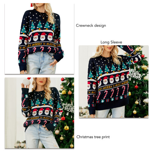 Purpurblauer Weihnachtspullover Größe S, Drop-Shoulder