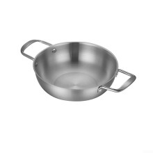 Stainless Steel Paella Pan With Double Handles 20 cm Flat Bottom Stovetop And Oven Safe