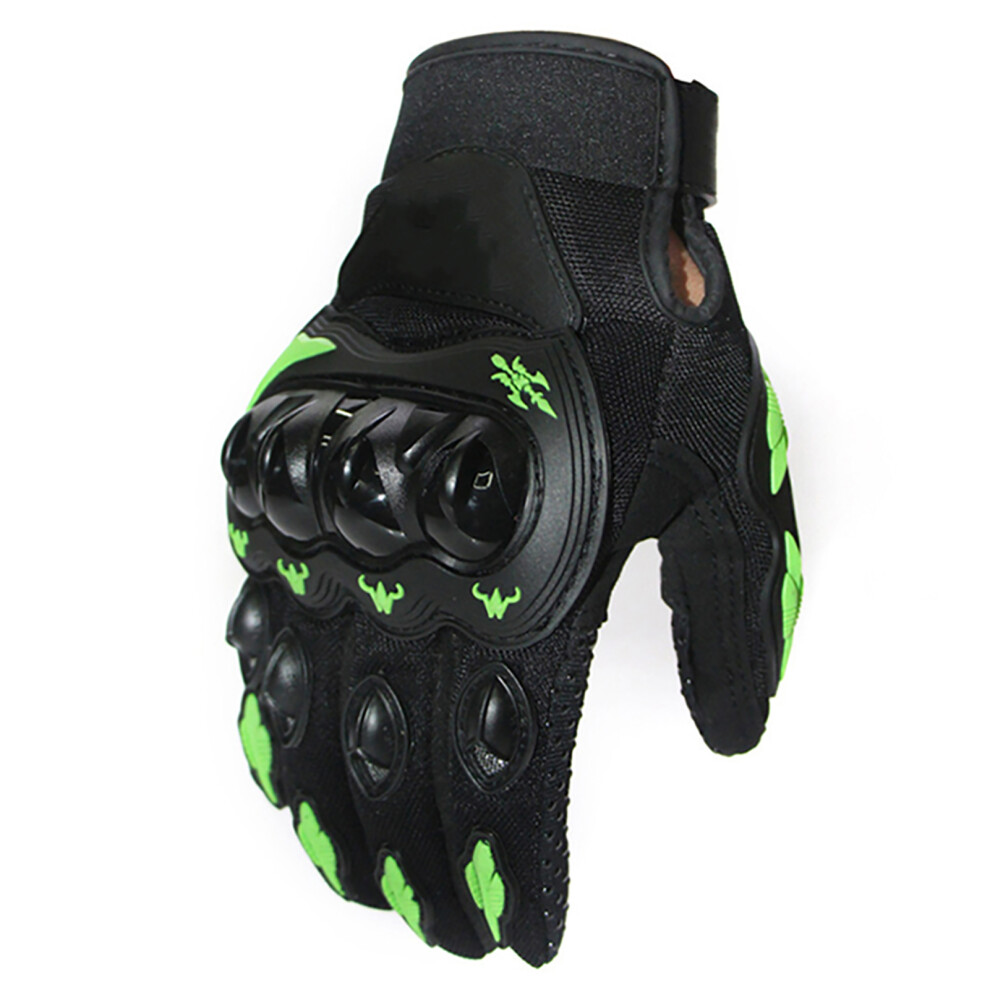 Hard Knuckle Motorcycle Racing Gloves, Full Finger, Xl, Nylon Green 3341356391174