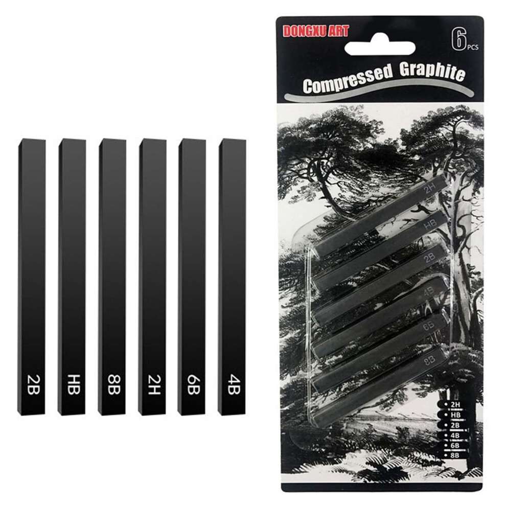 Charcoal Pencils 6-Piece Set, Square Compressed Charcoal Sticks For Drawing, Sketching, Shading, Beginners And Artists-image-OPC-PMGZJYY-NEW