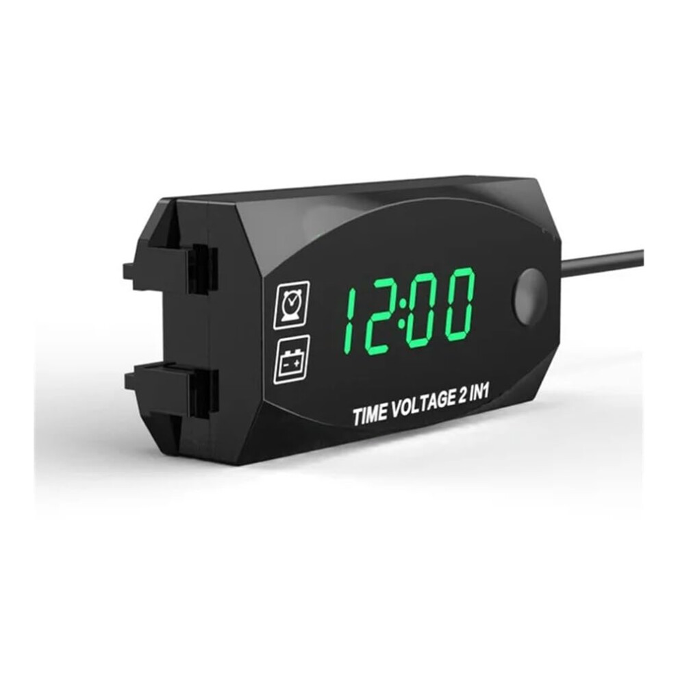 Gauge Odometer Tachometer Digital 3-In-1 Instrument Panel For Motorcycle, Dc 12V, Clock Thermometer Voltmeter, Led Green 9067246383398