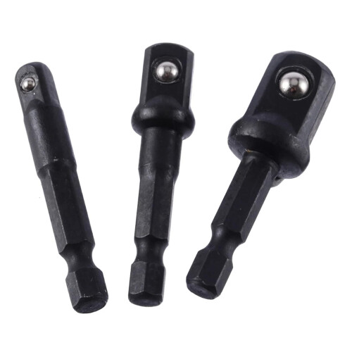 3pc 1/4 3/8 1/2 Inch Socket Set With Impact Sockets, Hex Shank Extension, Socket Adapters, Nut Driver And Hand Tools