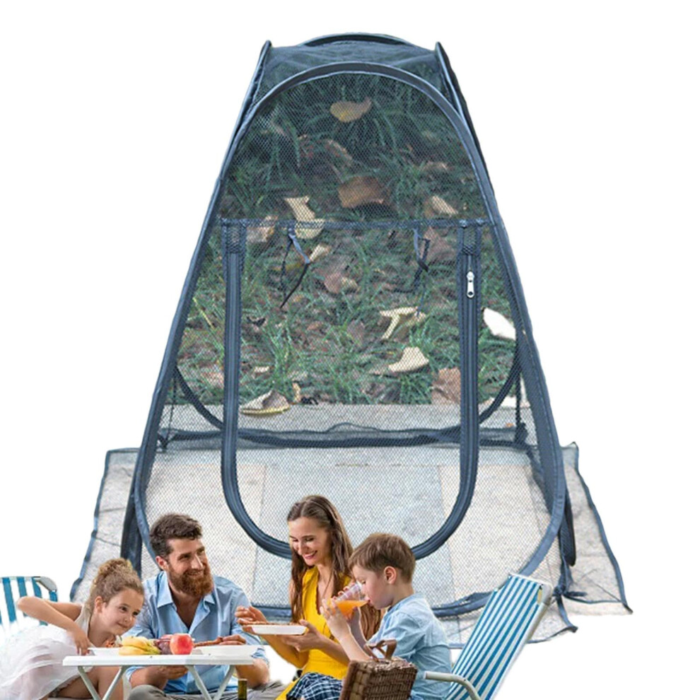 Camping Mesh Canopy - Black Mesh, Automatic Bracket, Foldable Windproof Shelter For Backyard Use, Kids And Adults-image-OPC-PMGZQ6Q-NEW