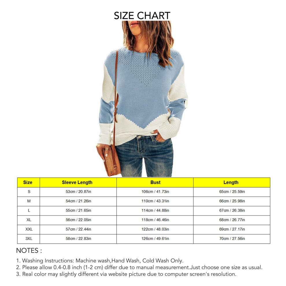 Women Light Blue Knitted Top Crewneck Drop Shoulder Casual Sweater for Spring Autumn Winter-image-OPC-PMGZR6C-NEW