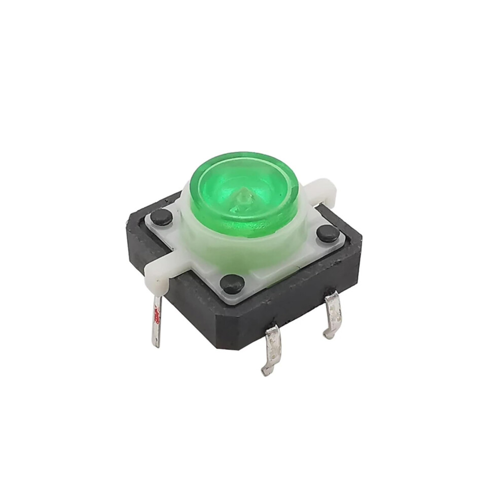 Illuminated Tact Push Button Switches 12X12x7.3mm Led Green 4-Pin Momentary Tactile Switches 5 Pcs 9067246385057