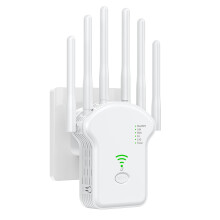 WiFi Extender 2025 Latest 300Mbps Range Extender With Ethernet Port, 6 Antennas, Wireless Repeater, One-Button Setup