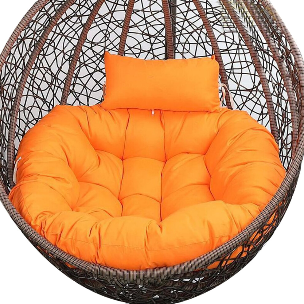 Rattan Swing Chair With Cushions - Wicker Egg Hanging Hammock - Indoor Outdoor Use - Large Size Orange Red Color-image-OPC-PMGZTVZ-NEW