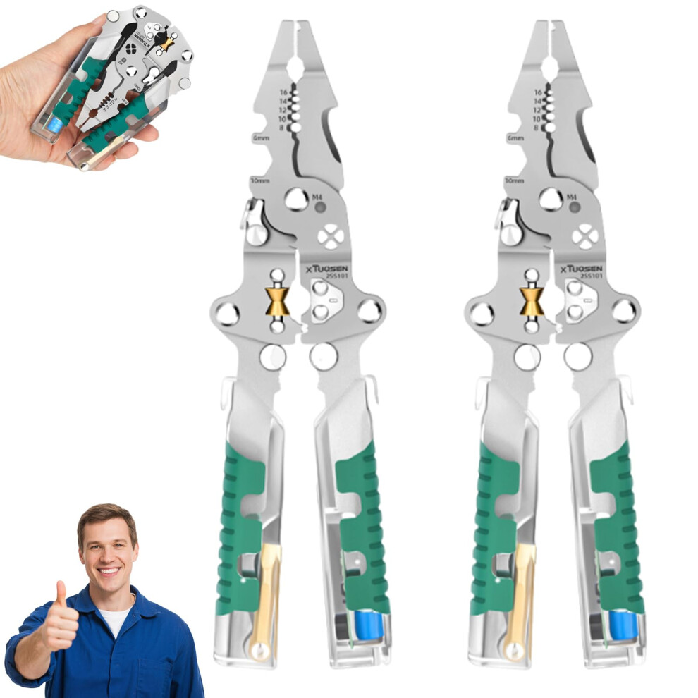 Electrical Pliers Folding Stylus Screwdriver Wire Stripper 18-In-1 Multitool With Voltage Tester Crimper 2-Piece 9393856702886