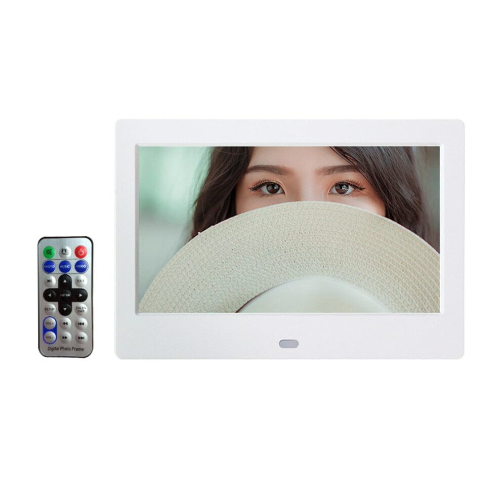 Digital Photo Frame 7-Inch Remote Control, High-Resolution Ips Display, Photo/Music/Video Player, White 9393856703067