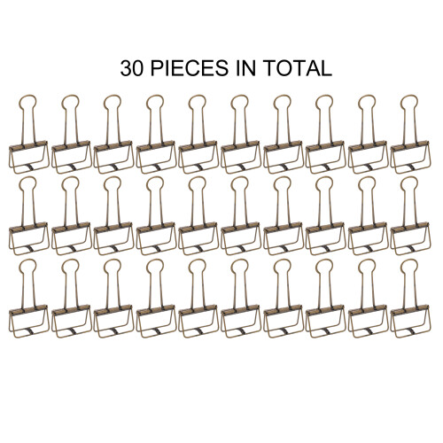 2-Inch Strong Clamping Bronze 30Pcs Wire Binder Clips for Papers & Notes 2