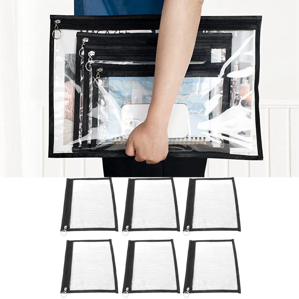 6pcs Portable Transparent PVC Zipper Pouches, Water-Resistant Organizer Bag, Size S