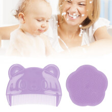 Comfortable Newborns Scalp Bath Tool 2PCS Brush Set - Purple