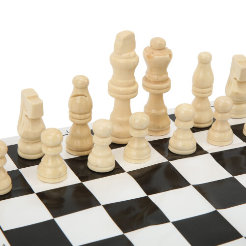 Portable Folding Chess Set with 32 Pieces, Imitation Wood Plastic 2