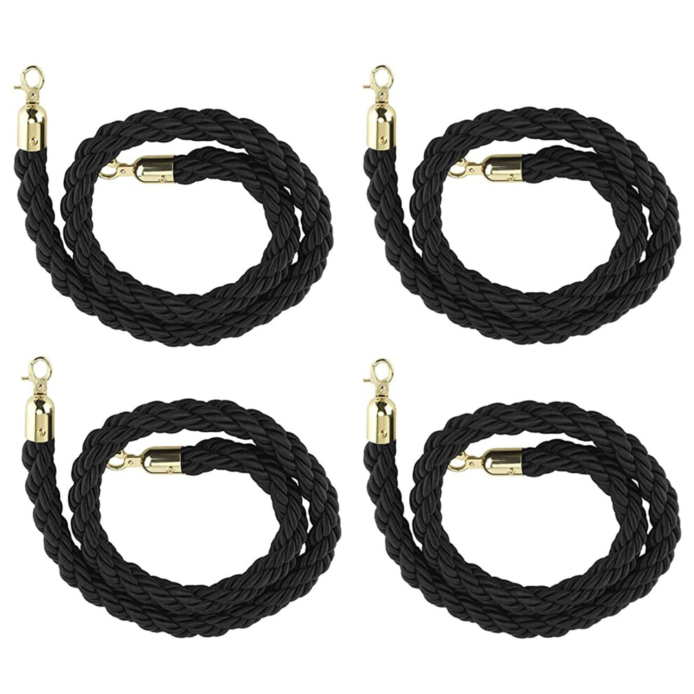 Crowd Control Rope Black Hemp Braided Barrier Rope For Queue Divider Stanchion For Vip Access Banks Restaurants 9393856704248
