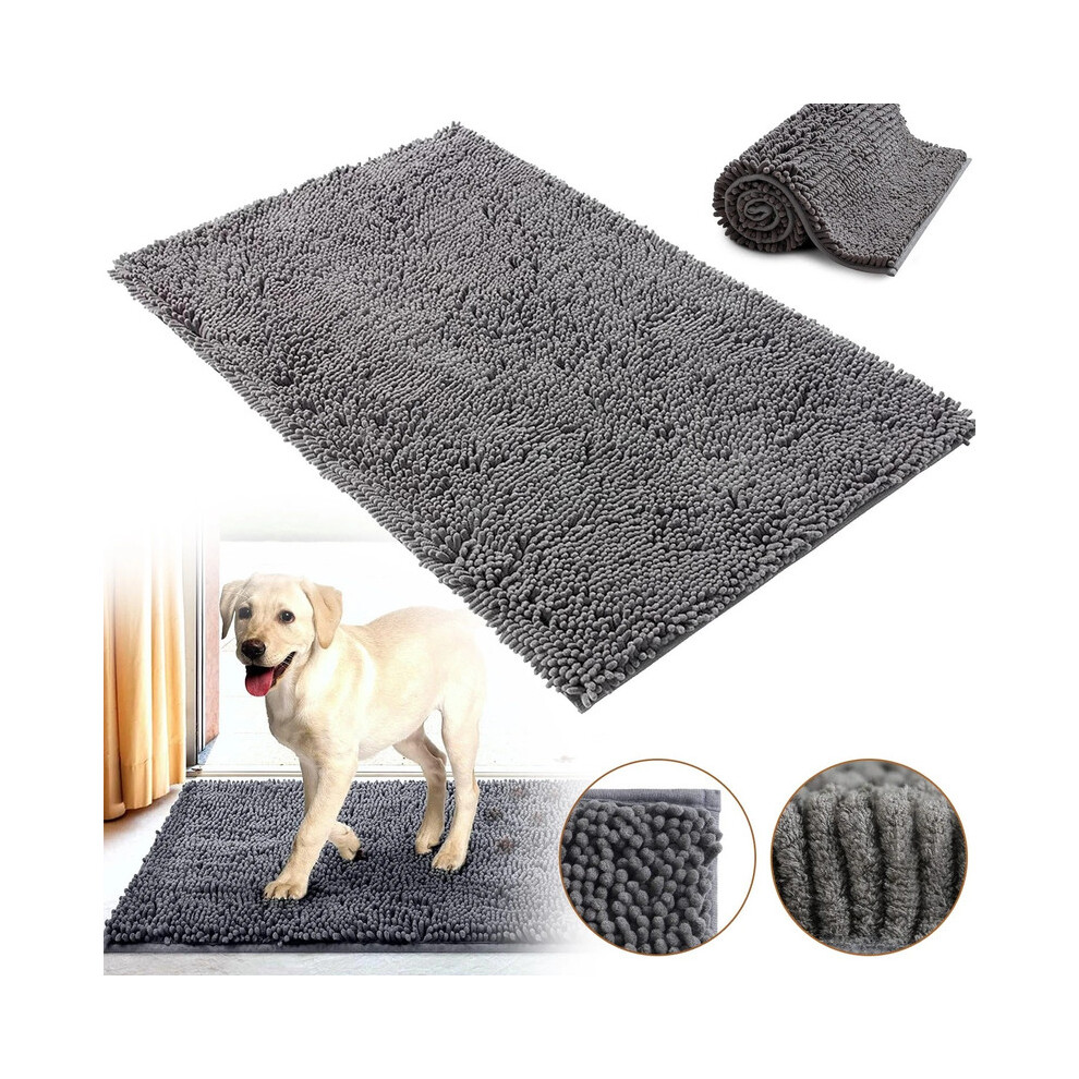 Imperial Rooms (50X80cm, Grey) Grey Doormats Entrance Rug Dog Absorbent Welcome Mats Chenille Mat Indoor Outdoor