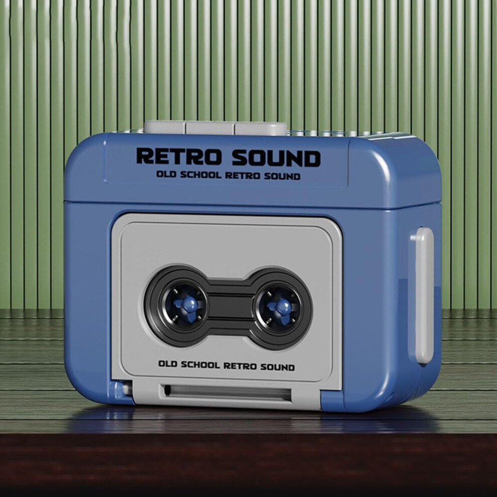 Mini Tape Recorder Keychain Retro Miniature Cassette Player Portable Music Keyring Gift For Friends Blue 9393856704996