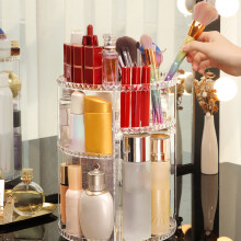 Transparente Make-up-Tools-Aufbewahrungsbox, 360 drehbar, Großraum Kosmetik-Organizer