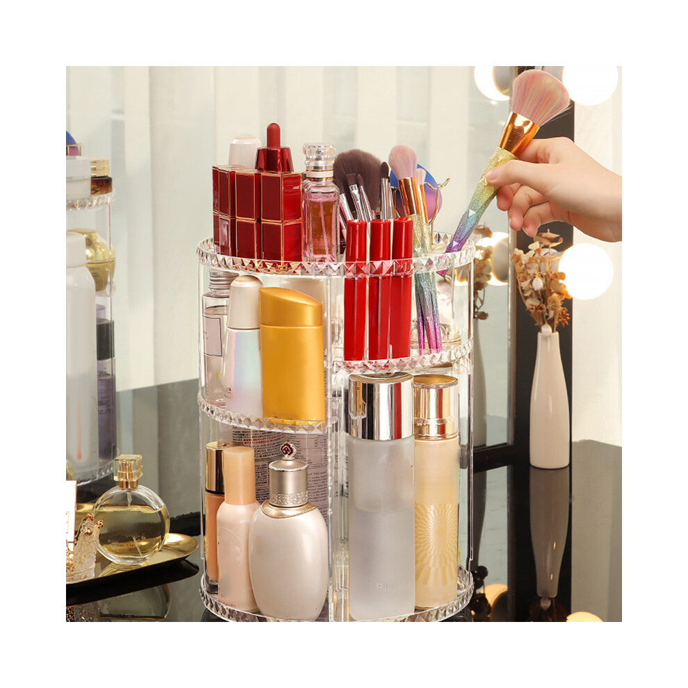 Transparent Makeup Tools Storage Box, 360 Rotatable, Large Capacity