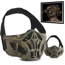 Airsoft Half Face Silica Gel Mask With Ear Protection Mesh Halloween Style For CS Hunting Paintball Cosplay MC