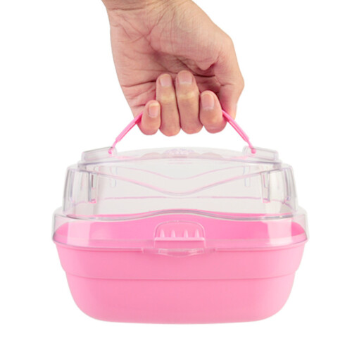 Transparentes Hamsterhaus pink - belüfteter Käfig