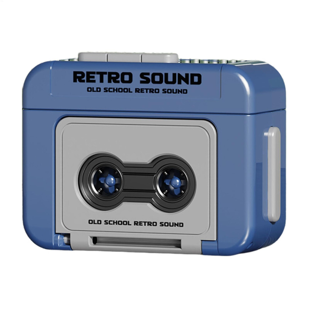 Retro Cassette Keyring Chain - Vintage Mini Tape Keychain Pendant For Keys With Built-In Recording Function - Blue 9354506600716