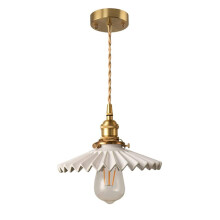 Chandeliers French-Style Ceramic Hanging Light Umbrella-Shaped E27 Single-Head Light Fixture Study Bar Porch Decor