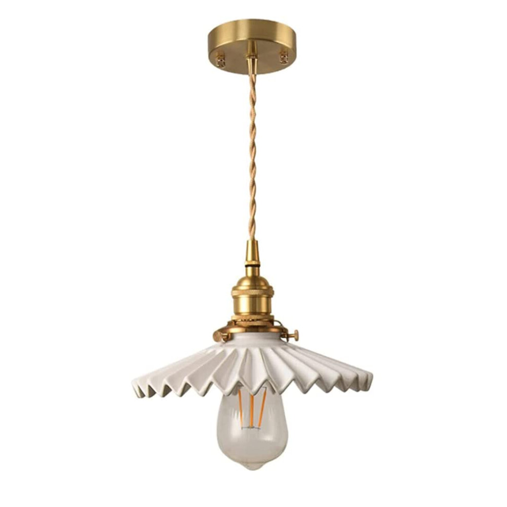 Chandeliers French-Style Ceramic Hanging Light Umbrella-Shaped E27 Single-Head Light Fixture Study Bar Porch Decor-image-OPC-PMH2KF9-NEW