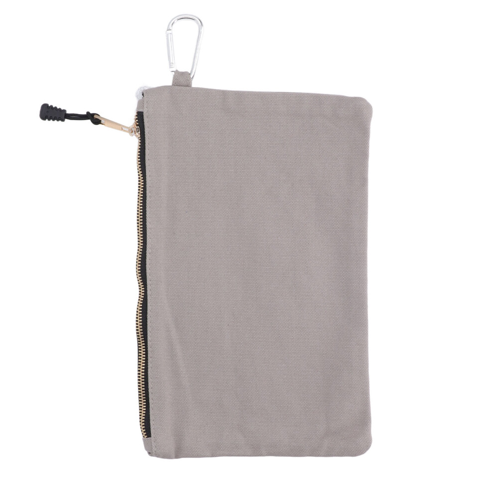 Waterproof Canvas Zipper Tool Bag With Carabiner, Portable Grey 3221356423122