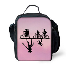 (LightPink)Bolsas de almuerzo Stranger Thing bolsa de hielo enfriador con aislamiento térmico estudiantes picnic niños