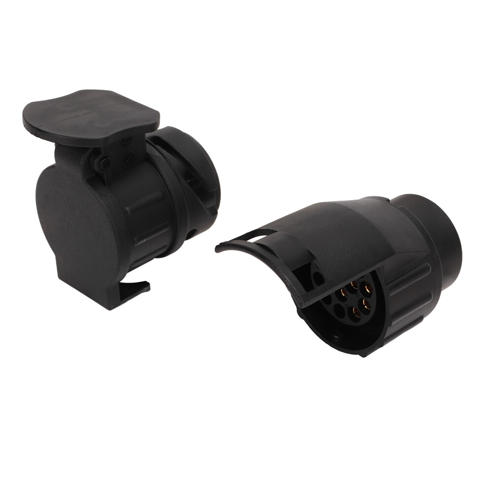 Black 7/13 Pin Trailer Socket Adapter, Abs+Copper, For Towing