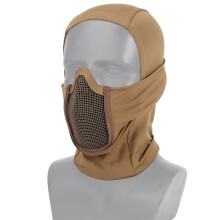 Balaclava Mesh Airsoft Paintball Full Face Protection Ninja Style Hood Foldable Design Khaki 27 X 32 Cm