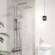 Modern Square Chrome Exposed Thermostatic Mixer Shower Set With Easy Fittings
