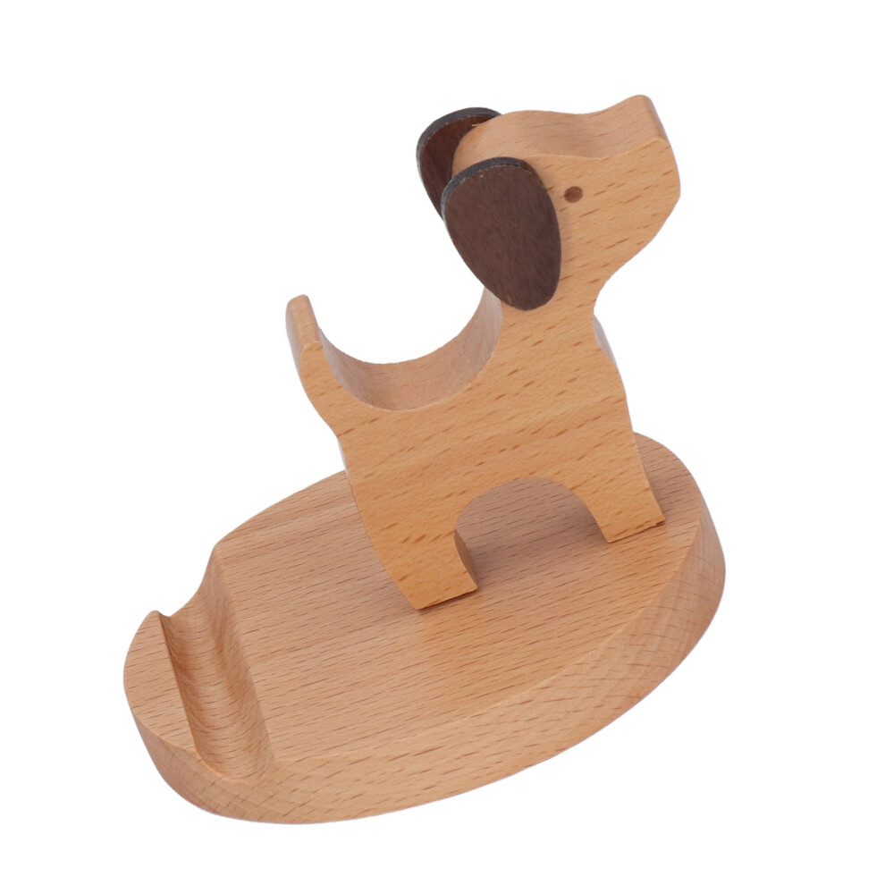 Multifunctional Wooden Dog Smartphone Stand Beech Home Office Desk Holder Light 6941356430049
