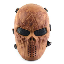 Full Face Helmet Skull Cs Equipments Army Outdoor Combat Riding Style Adjustable Straps Size M Black Polycarbonate