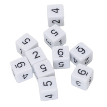 20 Stück 16mm Kunststoff-Würfel mit sechs Seiten für Brettspiele, 1,6cm