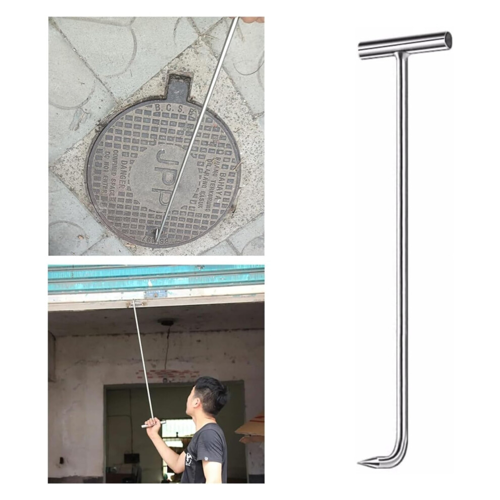 Manhole Cover Hook, 90 Cm Length, Manhole Cover Lifter, Drain Grate Key, Roadside Lid Puller For Lifting And Moving 9067246390358