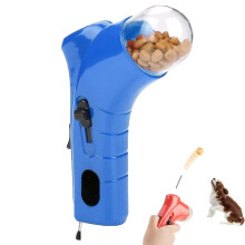 Pet Snack Launcher Dog Treat Dispenser Handheld Interactive Toy Blue Snack Slinger Indoor Training For Dogs And Cats