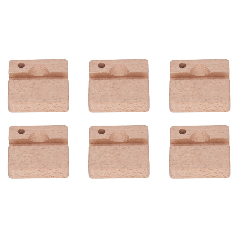 6Pcs Wooden Cellphone Holders Beech Stand For All Phones Desk Ornament 4921356439848