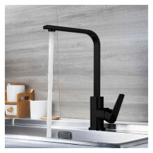Kitchen Faucet Black Painted Copper Finish Hot And Cold Rotating Spout Square Design For Kitchen And Bathroom Sink
