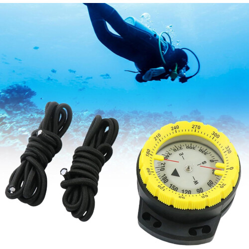 Dive Compass Waterproof Scuba Compass With Rope Glowing Side Window Yellow Underwater Navigation Accessory 1